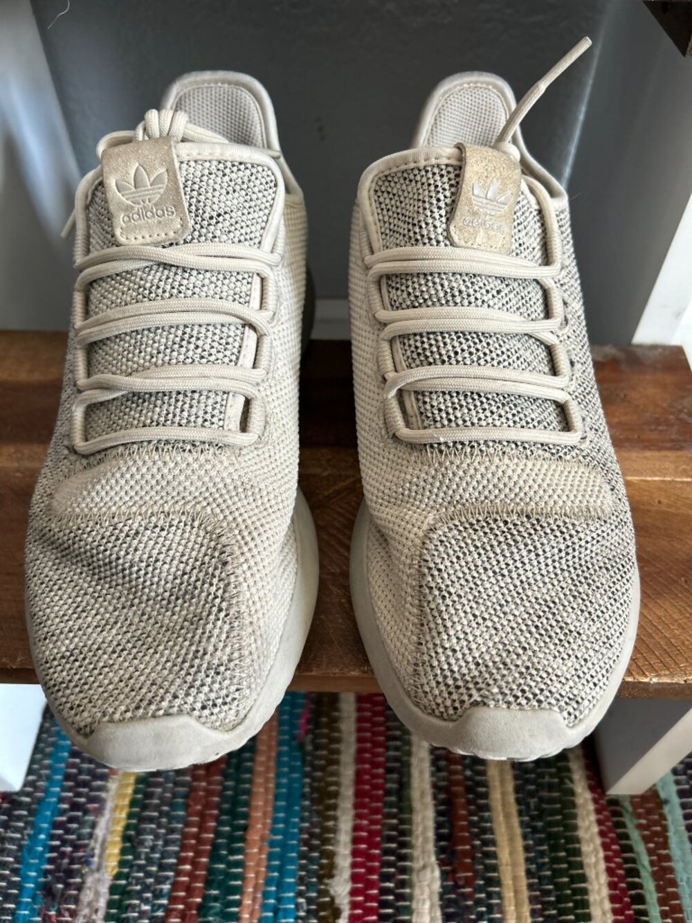 adidas Originals Tubular Shadow Knit Sneakers Beige Cream Women's Size 8